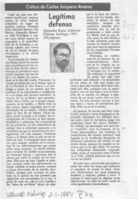 Legítima defensa  [artículo] Carlos Jorquera Alvarez.