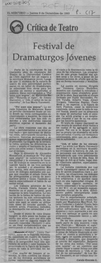 Festival de dramaturgos jóvenes  [artículo] Carola Oyarzún L.