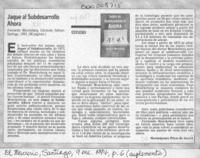 Jaque al subdesarrollo ahora  [artículo] Hermógenes Pérez de Arce I.