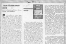 Jaque al subdesarrollo ahora  [artículo] Hermógenes Pérez de Arce I.