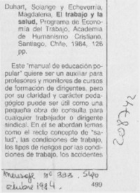 "El trabajo y la salud"
