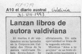 Lanzan libros de autora valdiviana  [artículo]