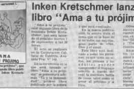 Inken Kretschmer lanzará libro "Ama a tu prójimo"  [artículo].