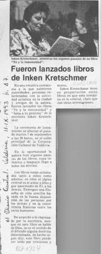 Fueron lanzados libros de Inken Kretschmer  [artículo].