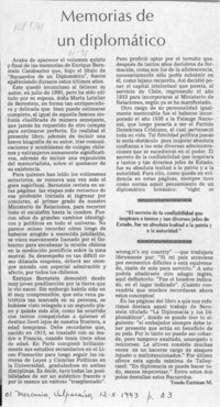 Memorias de un diplomático  [artículo]Tomás Eastmann M.