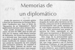 Memorias de un diplomático  [artículo]Tomás Eastmann M.