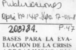 "Bases para la evaluación de la crisis agroalimentaria chilena