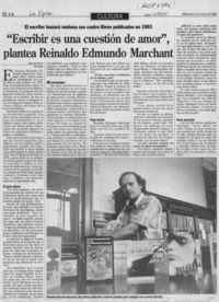 "Escribir es una cuestión de amor", plantea Reinaldo Edmundo Marchant