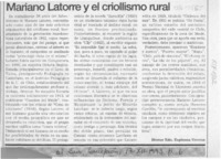 Mariano Latorre y el criollismo rural  [artículo] Héctor Edo. Espinoza Viveros.