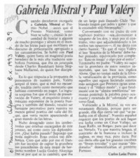 Gabriela Mistral y Paul Valéry  [artículo] Carlos León Pezoa.