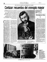 Cortázar, recuerdos del cronopio mayor  [artículo].
