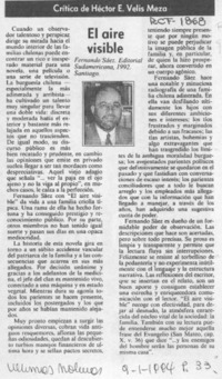 El aire invisible  [artículo] Héctor E. Velis Mesa.