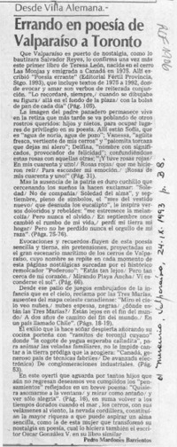 Errando en poesía de Valparaíso a Toronto  [artículo] PedroMardones Barrientos.