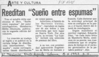 Reeditan "Sueño entre espumas"  [artículo].