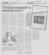 "El Ventanal de la desolación" se presenta este viernes 13