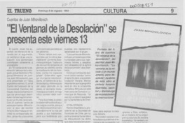 "El Ventanal de la desolación" se presenta este viernes 13
