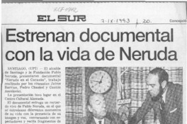 Estrenan documental con la vida de Neruda  [artículo].