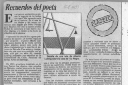 Recuerdos del poeta  [artículo] María Ester Saldivia Jara.