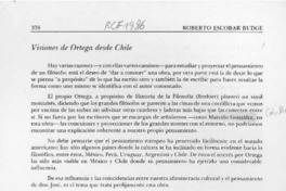 Visiones de Ortega desde Chile  [artículo] Roberto Escobar Budge.