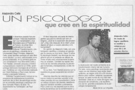 Alejandro Celis, un psicólogo que cree en la espiritualidad  [artículo] María de la Luz Urquieta.