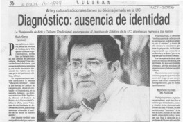 Diagnóstico, ausencia de identidad  [artículo] Claudia Cisternas.