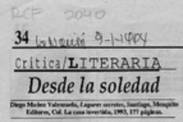 Desde la soledad  [artículo] Mariano Aguirre.