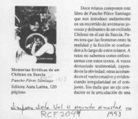 Memorias eróticas de un chileno en Suecia  [artículo] Juan Pablo Sutherland.