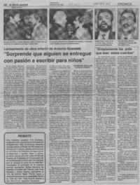 "Sorprende que alguien se entregue con pasión a escribir para niños"  [artículo].