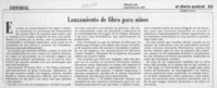 Lanzamiento de libro para niños  [artículo].