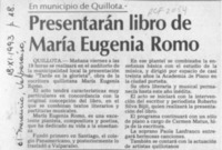 Presentarán libro de María Eugenia Romo  [artículo].