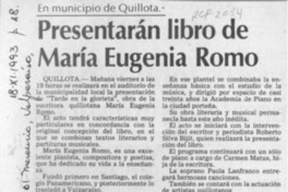 Presentarán libro de María Eugenia Romo  [artículo].
