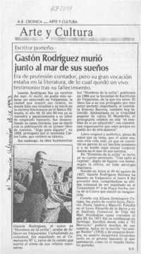 Gastón Rodríguez murió junto al mar de sus sueños  [artículo] S. V.
