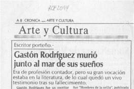 Gastón Rodríguez murió junto al mar de sus sueños  [artículo] S. V.