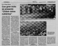 Con gran éxito se presentó "Chiloé cielos cubiertos"  [artículo].