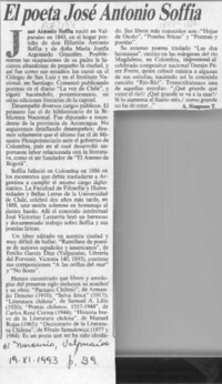 El poeta José Antonio Soffia  [artículo] A. Simpson T.