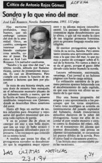 Sandra y la que vino del mar  [artículo] Antonio Rojas Gómez.