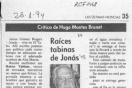 Raíces tabinas de Jonás  [artículo] Hugo Montes Brunet.