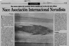 Nace Asociación Internacional Nerudista  [artículo] Oscar Vega.