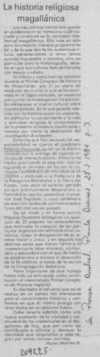 La historia religiosa magallánica