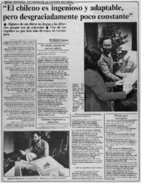 "El chileno es ingenioso y adaptable, pero desgraciadamente poco constante"