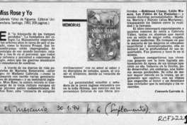 Miss Rose y yo  [artículo] Consuelo Larraín A.