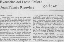 Evocación del poeta chileno Juan Farnés Riquelme