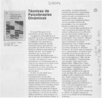 "Técnicas de psicoterapias dinámicas"
