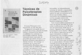 "Técnicas de psicoterapias dinámicas"