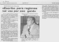 "Escribo para regiones tal vez por eso gané".