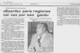 "Escribo para regiones tal vez por eso gané".