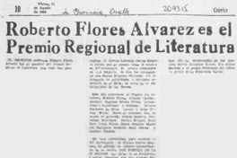 Roberto Flores Alvarez es el Premio Regional de Literatura