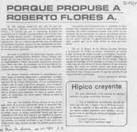 Por qué propuse a Roberto Flores A.