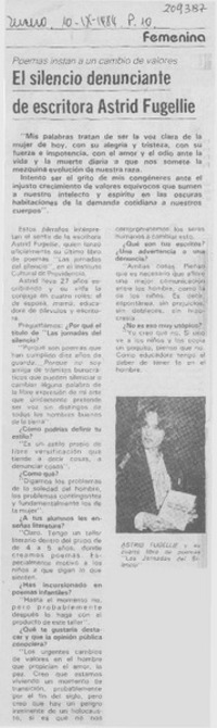 El silencio denunciante de escritora Astrid Fugellie : [entrevista]
