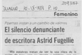 El silencio denunciante de escritora Astrid Fugellie : [entrevista]
